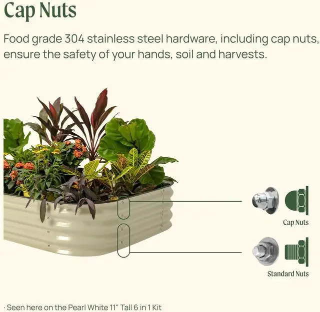 Alt view image 7 of 7 - Vego garden 11" Tall 42" Round Raised Garden Bed Metal Raised Bed Planter Box for Vegetables Flowers Patio, Pearl White