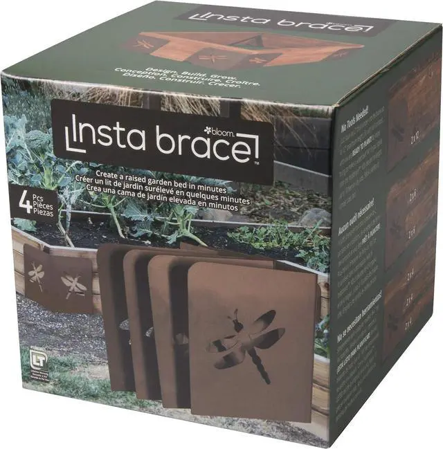 Alt view image 5 of 7 - Garden Bloom 11023BL Bloom Dragonfly Instabrace Garden Flower Raised Bed Corners, 9.5", Brown