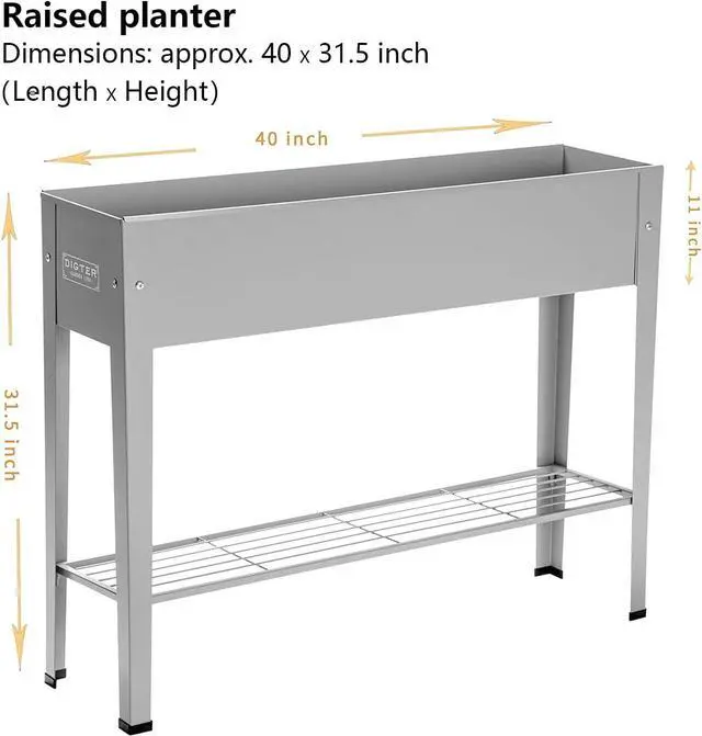 Alt view image 3 of 7 - Metal Raised Garden Bed,Raised Planter Box with Legs,Herbs and Vegetables Planter Suitable for Outdoor Patio Deck and Porch (Gray)