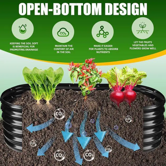 Alt view image 6 of 6 - 17" Tall Elevated Oval Metal Raised Garden Bed - 5ft x 2ft in Size and 0.8MM Thick Durable Planter Bed/Box for Vegetables Flowers Succulent at Patio/Garden Outdoor (Black, 5X2X1.4 FT)