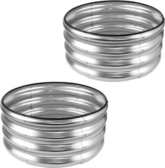 Main image of JERIA Raised Garden Bed,Galvanized Raised 2 PCS 2×2×1ft Planter Boxes Outdoor with Easy Assembly, Round Garden Bed for Vegetables, Fruits, Flowers