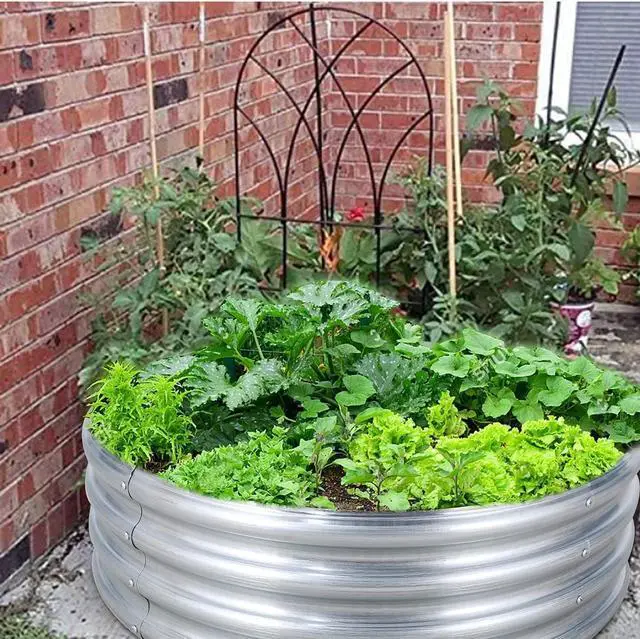 Alt view image 2 of 7 - FORTUNO 2 Pcs 2 Ft Round Raised Garden Bed Box Galvanized Metal Outdoor Flower Bed Steel Patio Ground Planter for Planting Vegetables and Herbs, Silver