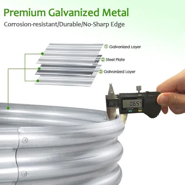 Alt view image 5 of 7 - FORTUNO 2 Pcs 2 Ft Round Raised Garden Bed Box Galvanized Metal Outdoor Flower Bed Steel Patio Ground Planter for Planting Vegetables and Herbs, Silver