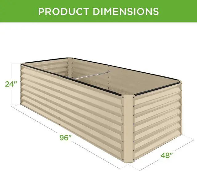 Alt view image 2 of 7 - Best Choice Products 8x4x2ft Outdoor Metal Raised Garden Bed, Deep Root Planter Box for Vegetables, Flowers, Herbs, and Succulents w/ 478 Gallon Capacity - Beige