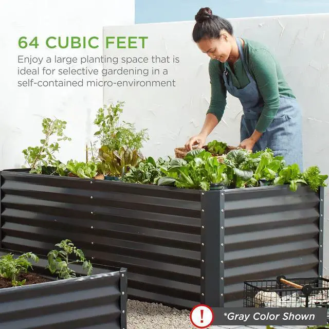 Alt view image 7 of 7 - Best Choice Products 8x4x2ft Outdoor Metal Raised Garden Bed, Deep Root Planter Box for Vegetables, Flowers, Herbs, and Succulents w/ 478 Gallon Capacity - Beige
