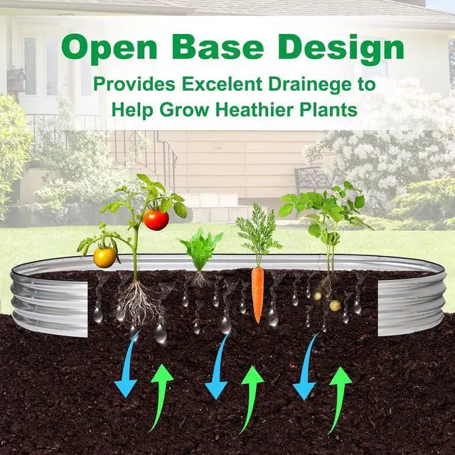Alt view image 5 of 7 - JERIA 8×4×1ft Oval Raised Garden Bed,Galvanized Raised Garden Bed Kit Outdoor Metal Gardening Planter Box for Vegetable, Fruits, FlowerHerbs