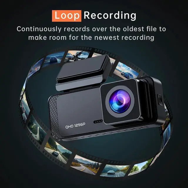 Alt view image 6 of 7 - Dash Cam 1296P Front Dashcam, V300 WiFi Dash Camera for Cars with App, Night Vision, Mini Hidden Single Car Camera, Loop Recording, 24H Parking Mode, Support 256GB Max, Black