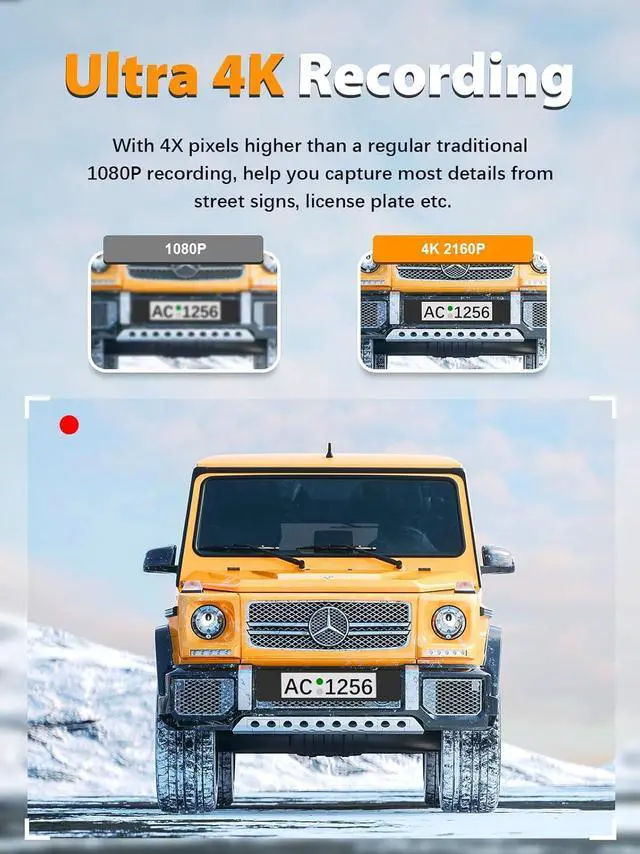 Alt view image 3 of 7 - Dash Cam Front and Rear 4K+1080P, Free 64GB Card, Built-in WiFi, Dash Camera for Cars, Car Camera, Dual Dashcams for Cars with Night Vision, 24 Hours Parking Monitor, Loop Recording