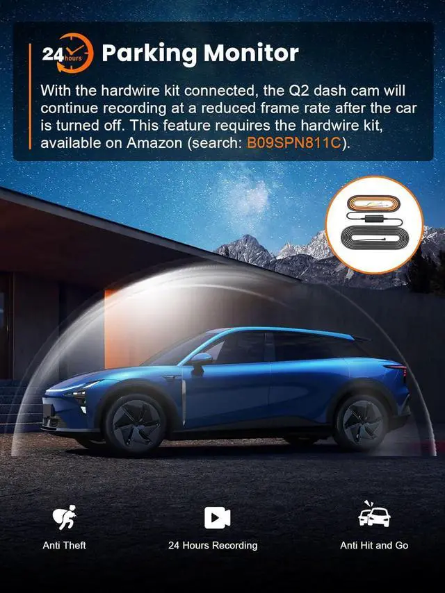 Alt view image 7 of 7 - 4K Dash Cam Front, Built-in 5G WiFi, 64GB Card Included, Dash Camera for Cars, Mini Dashcam with Super Night Vision, Loop Recording, G-Sensor, 24 Hours Parking Monitor, Support 256GB Max
