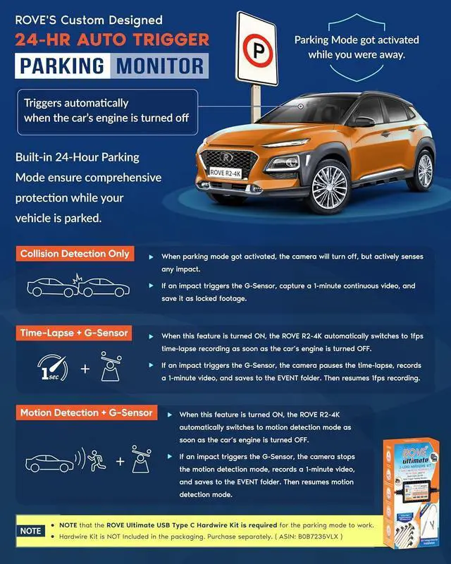 Alt view image 5 of 7 - ROVE R2-4K Dash Cam Built-in WiFi 6 GPS Car Dashboard Camera Recorder with UHD 2160P, 2.4" IPS Screen, 150° Wide Angle, WDR, Night Vision