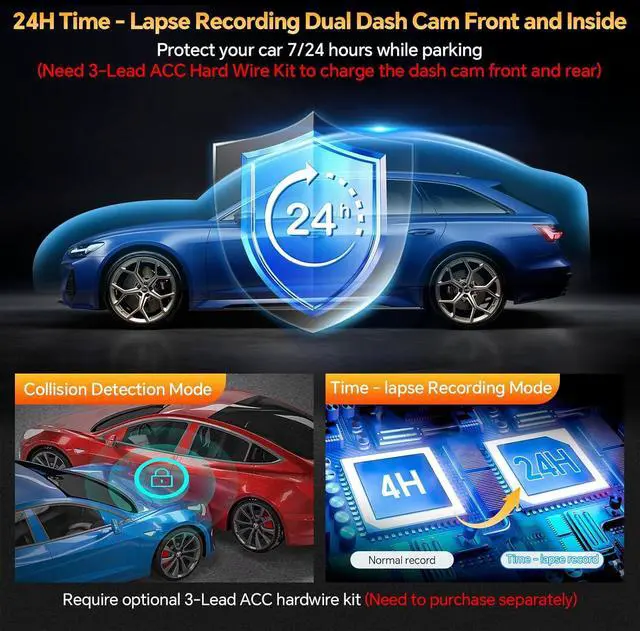 Alt view image 5 of 7 - Dash Cam Front Rear and Inside, 3 Channel Dual Dash Camera for Cars WiFi 2.5K Dashcams for Car W/ 64GB Card,1440P Dashcam Front+1080P Inside Car Camera+1080P Rear Car Dash Cam,G-Sensor,IR Night Vision
