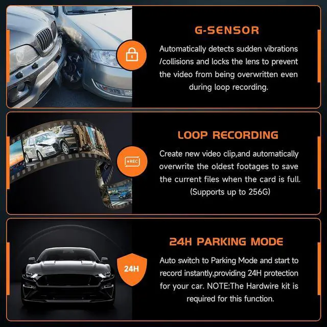 Alt view image 3 of 6 - 2.5K Car Dash Cam, VEEMENT Dash Camera for Cars, 1440P Car Dash Camera with APP, WiFi Dash Cams with WDR Night Vision, 24/7 Parking Monitor Dashcam, 160°Wide, G-Sensor, Mini Dash Cam