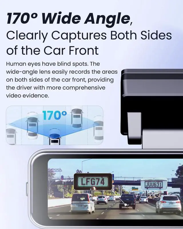 Alt view image 4 of 6 - Dash Cam 4K Front, Built-in WiFi GPS Dash Camera for Cars, 3.2" IPS Screen Dashcam with App Control, Free 32G Card, 170°Wide Angle, 24H ParkingMode, WDR, Night Vision, G-Sensor