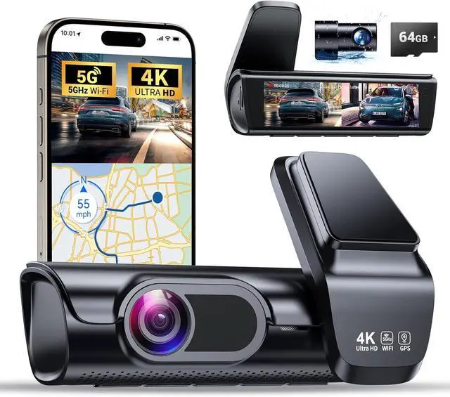 Main image of K600 4k Dash Cam Front and Rear, 3.59" IPS Screen, Built-in GPS 5G WiFi Dash Camera for Cars with App, UHD 2160P Night Vision Free 64G SD Card, 170° Wide Angle, HDR, 24H Parking Mode