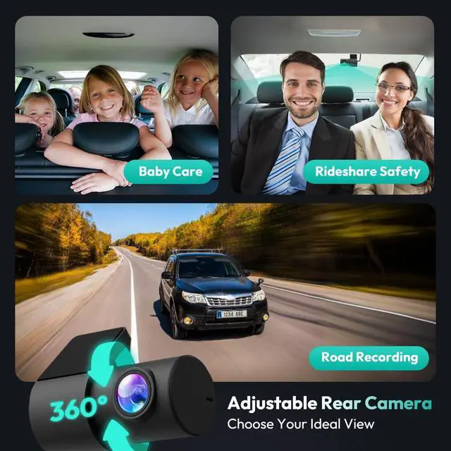 Alt view image 5 of 6 - 4K+2K Dual Dash Cam Front and Rear, Dashcam with Voice Control, STARVIS, ADAS Driver Alerts, Starry Night Vision, 24/7 Parking Monitor, 5.8GHz WiFi & GPS, Free 64GB Card, Loop Recording
