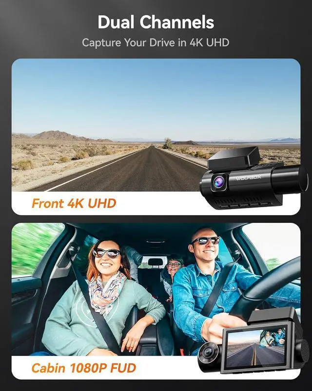 Alt view image 3 of 7 - WOLFBOX i07 3 Channel Dash Cam Built-in WiFi GPS, 4K Dash Camera Front and Inside, 1440P+1080P+1080P Triple Car Camera with 3" LCD Screen, 32GB Card Included, IR Night Vision, 24H Parking Mode