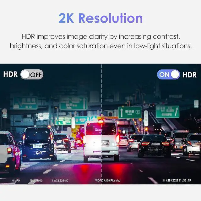 Alt view image 3 of 7 - VIOFO Dual Dash Cam, 2K 1440P 60fps+1080P 30fps Front and Rear Dash Camera with Wi-Fi GPS, Parking Mode, Emergency Recording, Super Capacitor, Motion Detection (A129 Plus Duo)