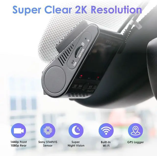 Alt view image 2 of 7 - VIOFO Dual Dash Cam, 2K 1440P 60fps+1080P 30fps Front and Rear Dash Camera with Wi-Fi GPS, Parking Mode, Emergency Recording, Super Capacitor, Motion Detection (A129 Plus Duo)