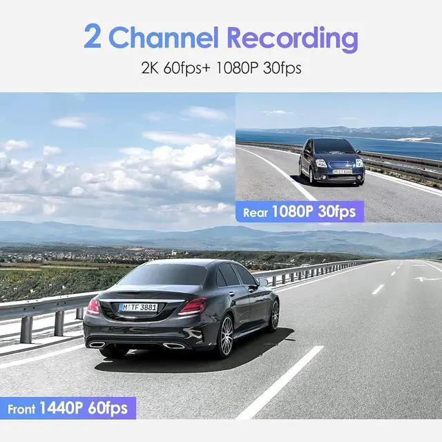 Alt view image 5 of 7 - VIOFO Dual Dash Cam, 2K 1440P 60fps+1080P 30fps Front and Rear Dash Camera with Wi-Fi GPS, Parking Mode, Emergency Recording, Super Capacitor, Motion Detection (A129 Plus Duo)