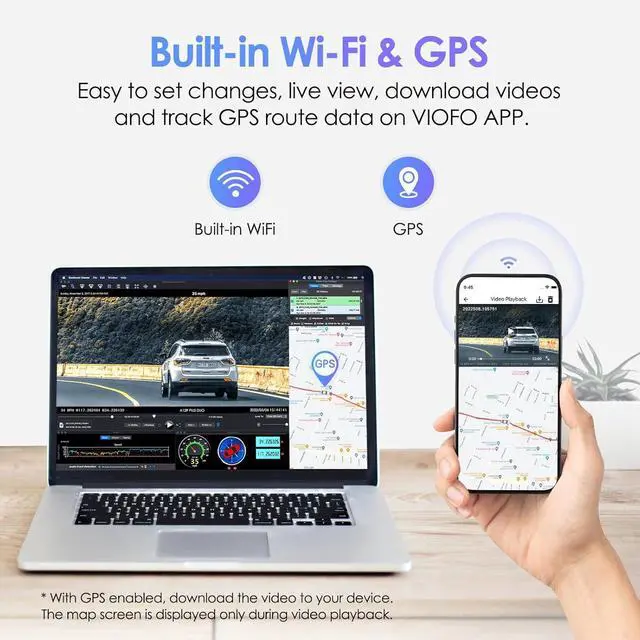 Alt view image 4 of 7 - VIOFO Dual Dash Cam, 2K 1440P 60fps+1080P 30fps Front and Rear Dash Camera with Wi-Fi GPS, Parking Mode, Emergency Recording, Super Capacitor, Motion Detection (A129 Plus Duo)