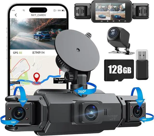 Main image of 360 Dash Cam Front and Rear,4 Channel Vital Dash Cam 2025,2.5K+1080Px3 Dash Camera for Cars 24/7 Night Vision,360 Car Camera Built-in GPS,5G WiFi,Loop Recording,Parking Mode Free 128GB Card