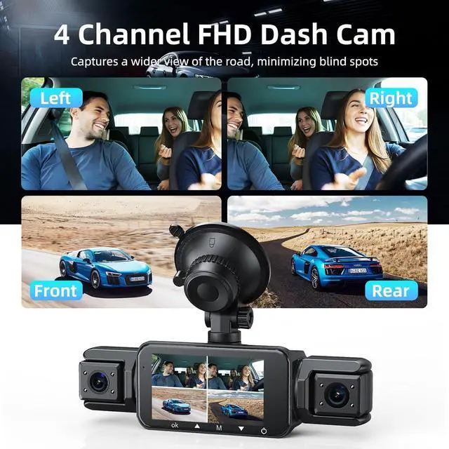 Alt view image 2 of 7 - 360 Dash Cam Front and Rear,4 Channel Vital Dash Cam 2025,2.5K+1080Px3 Dash Camera for Cars 24/7 Night Vision,360 Car Camera Built-in GPS,5G WiFi,Loop Recording,Parking Mode Free 128GB Card