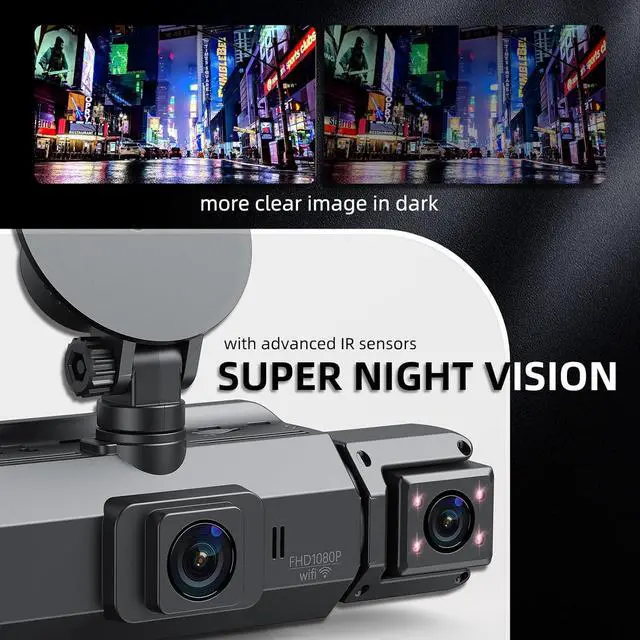 Alt view image 6 of 7 - 360 Dash Cam Front and Rear,4 Channel Vital Dash Cam 2025,2.5K+1080Px3 Dash Camera for Cars 24/7 Night Vision,360 Car Camera Built-in GPS,5G WiFi,Loop Recording,Parking Mode Free 128GB Card