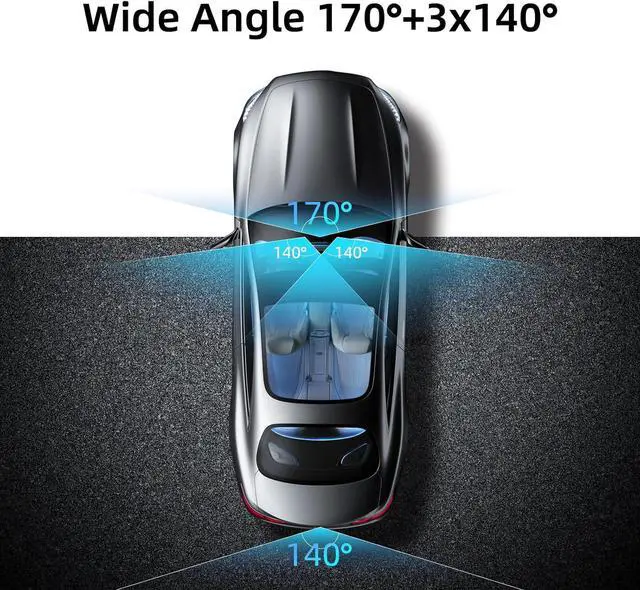 Alt view image 4 of 7 - 360 Dash Cam Front and Rear,4 Channel Vital Dash Cam 2025,2.5K+1080Px3 Dash Camera for Cars 24/7 Night Vision,360 Car Camera Built-in GPS,5G WiFi,Loop Recording,Parking Mode Free 128GB Card