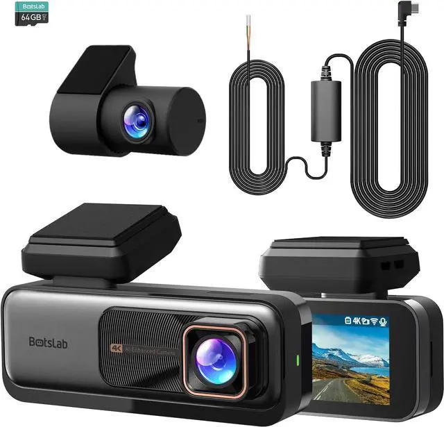 Main image of BOTSLAB 4k Dash Cam Front and Rear, 24/7 Parking Monitor with Hardwired Kit, 170° Ultra Wide Dashcam, ADAS, IMX415 Sensor, Night Vision, WDR, Loop Recording, 5G/2.4G WiFi & GPS, Free 64GB Card