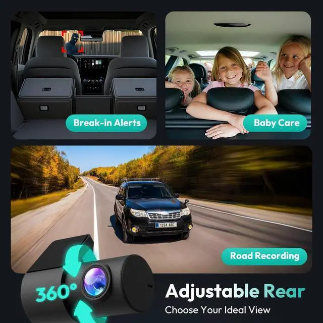 Alt view image 3 of 7 - BOTSLAB 4k Dash Cam Front and Rear, 24/7 Parking Monitor with Hardwired Kit, 170° Ultra Wide Dashcam, ADAS, IMX415 Sensor, Night Vision, WDR, Loop Recording, 5G/2.4G WiFi & GPS, Free 64GB Card