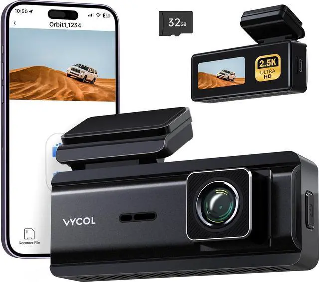 Main image of Dash Cam 2.5K WiFi, Dash Camera for Cars with 32GB Card, Mini Dashcam Car Camera, WDR Night Vision,Voice Control, 24H Parking Mode, Support 128GB Max, Front Camera Only