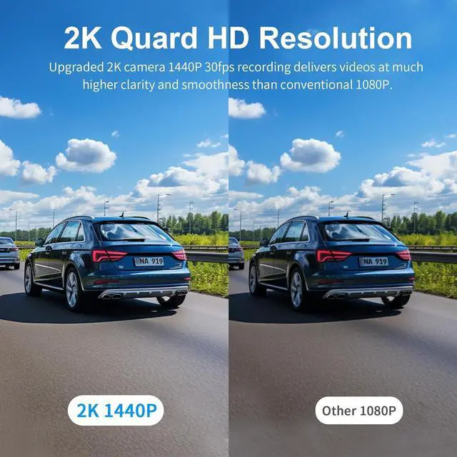 Alt view image 2 of 7 - KAWA Dash Cam 2K, WiFi Dash Camera for Cars 1440P with Hand-Free Voice Control, Night Vision, Mini Hidden Dashcam Front, Emergency Lock, Loop Recording, 24-Hour Parking Monitor, APP, Support 256GB Max