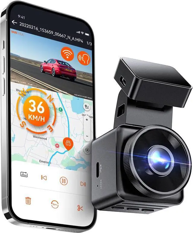 Main image of Vantrue E1 Lite 1080P WiFi Mini Dash Cam with GPS and Speed, Free App, Voice Control Detachable Dash Camera, 24 Hours Parking Mode, Night Vision, Motion Detection, Loop Recording, Support 512GB Max