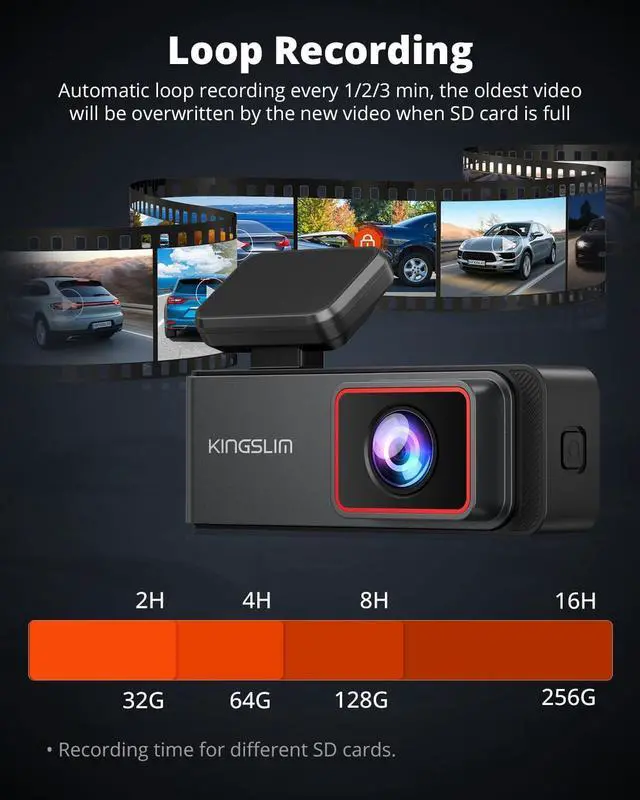 Alt view image 5 of 7 - Kingslim E4 4K Dash Cam Front and Rear, WiFi Front 4K Rear 1080P Dual Dash Camera for Cars, Mini Dashcam with APP Control, Night Vision, Parking Mode