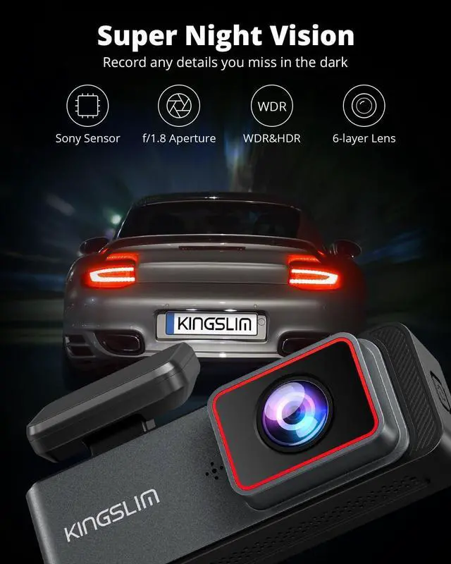 Alt view image 7 of 7 - Kingslim E4 4K Dash Cam Front and Rear, WiFi Front 4K Rear 1080P Dual Dash Camera for Cars, Mini Dashcam with APP Control, Night Vision, Parking Mode