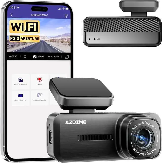 Main image of Azdome M200 Mini Dash Cam WiFi Dashcam, 1080P Front Dash Camera for Cars, Hidden Car Camera with 24H Parking Mode G-Sensor Night Vision, AZDOME APP, Loop Recording, Support 128GB Max, Easy to Install