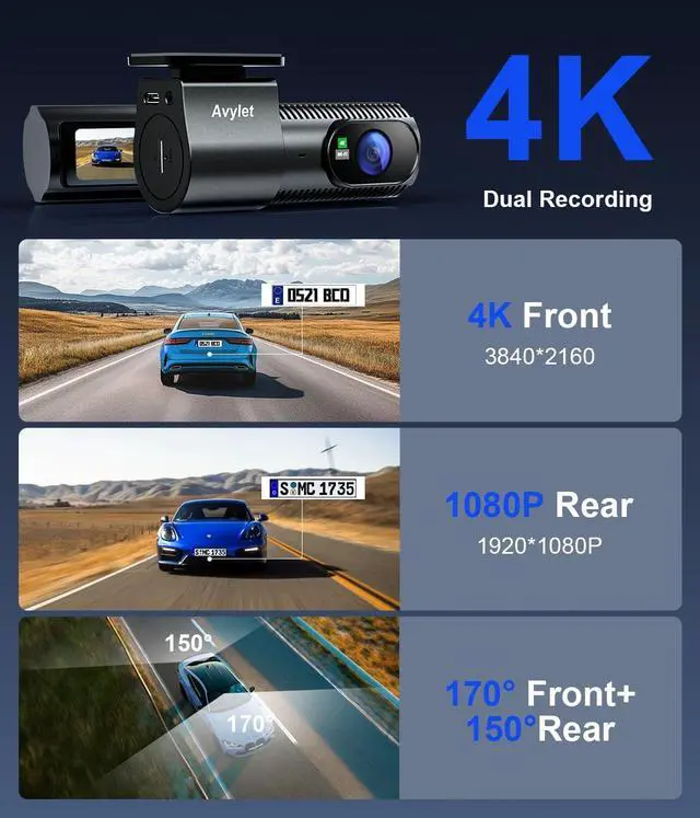 Alt view image 3 of 7 - DashCam Front and Rear Camera, 4K/1080P WiFi APP Dash Camera for Cars, External GPS Module, 1.5 IPS Screen, Dual Dash Cam with APP, Night Vision, 24H Parking Mode, 170° Wide Angle, G-Sensor