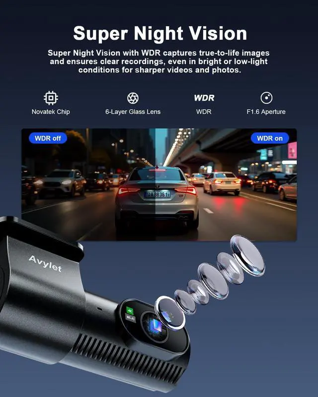 Alt view image 5 of 7 - DashCam Front and Rear Camera, 4K/1080P WiFi APP Dash Camera for Cars, External GPS Module, 1.5 IPS Screen, Dual Dash Cam with APP, Night Vision, 24H Parking Mode, 170° Wide Angle, G-Sensor