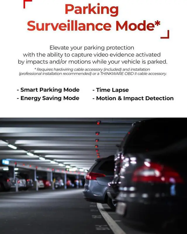 Alt view image 7 of 7 - THINKWARE ARC Dash Cam with Smart Driving Alert System, 3X Energy Saving, 1440P+1440P Front and Rear, Wi-Fi, Super Night Vision, 24/7 Parking Mode (Free 32GB Card, Hardwiring, 12V Cable, GPS)
