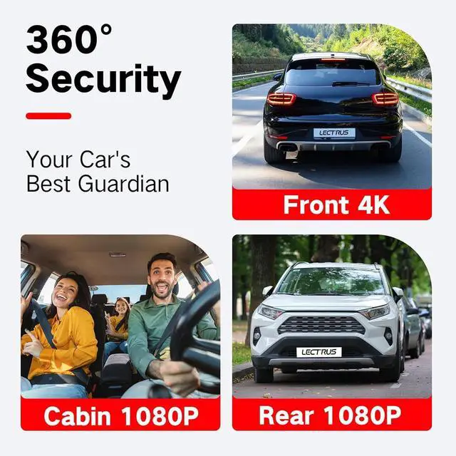 Alt view image 5 of 7 - 4K Dash Cam Front and Rear Inside, 3 Channel Dash Camera for Cars with 64GB SD Card, 5G WiFi Dash Cam, APP Control, Night Vision, 3" IPS Screen, G-Sensor, Loop Recording, K02 Pro