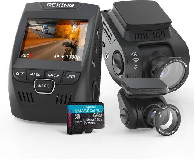 Main image of V1P SE 4K Dual Dash Cam w/GPS, Wi-Fi & 2pcs-CPL Filter | 512GB Support | Front 2160p, Rear 1080p | 170° Angle | G-Sensor | WDR | Loop Record | Parking Monitor | 64GB Memory Card Included