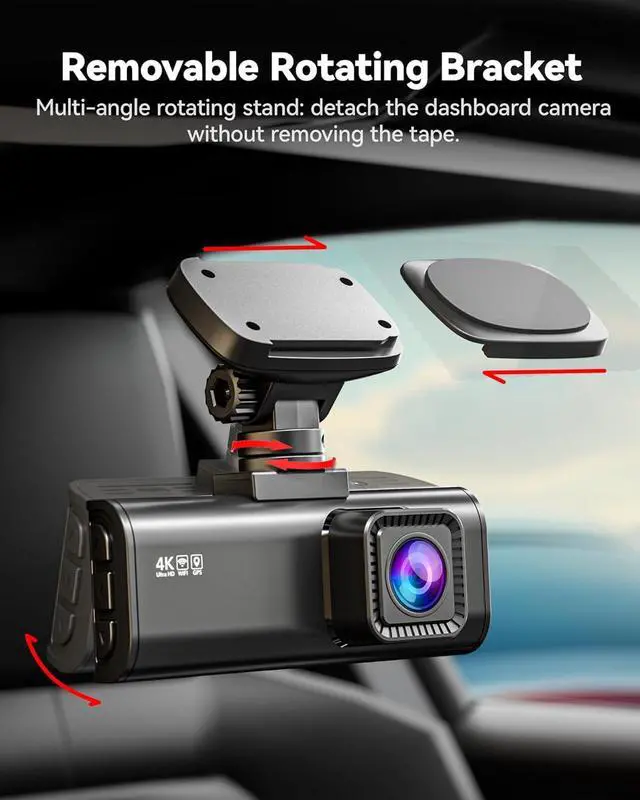 Alt view image 7 of 7 - REDTIGER 4K Dash Cam Front and Rear, STARVIS 2 Sensor, 64GB Card Included, 4K/2.5K+1080P Dual Dash Camera for Cars Built-in WiFi GPS, 3.18 Inch IPS Screen, 170° Wide Angle, Parking Monitor (F7N Pro)
