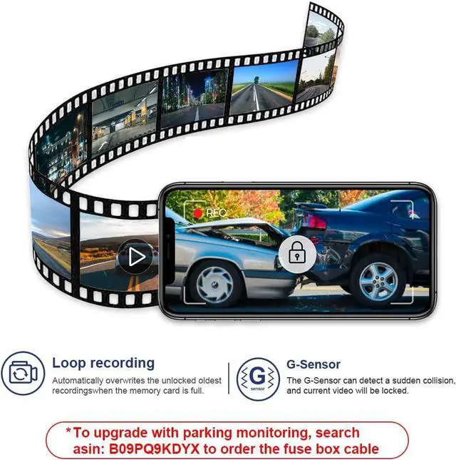 Alt view image 7 of 7 - Fitcamx Front 4K+Rear 1080P Dash Cam Adapts for Dodge RAM 1500 (MODEL B) 2019-2024 Rebel Big Horn Laramie, OEM Look, Dual HD Video, WiFi Connect&APP, Loop Recording G-Sensor, Easy to Set, 128GB Card