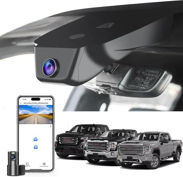 Main image of Front 4K & Rear 1080P Dash Cam Custom fit for GMC Sierra 1500 2022-2025 HD 2024 2025 Pro SLE Elevation SLT AT4X Denali Ultimate (Model C), Integrated OEM Look, UHD 2160P Video, 128GB Card