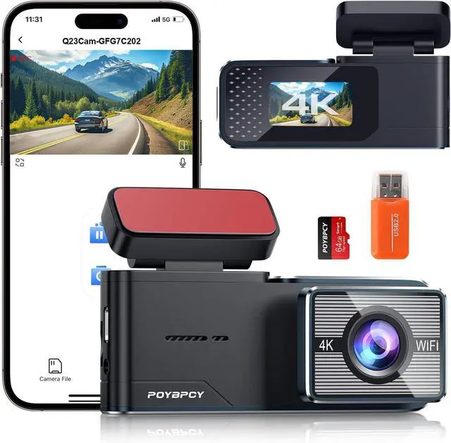 Main image of Dash Cam Front 4K WiFi Dashcam with 64GB SD Card 2160P Dash Camera for Cars,Smart App Control,WDR,Super Night Vision,Parking Mode,G-Sensor,Loop Recording,Support 256GB Max