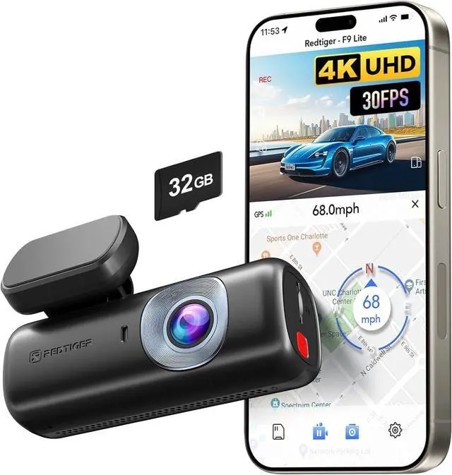 Main image of REDTIGER 4K Dash Cam Front, ADAS, Built-in WiFi GPS, Mini Hidden Dash Camera for Cars with G Sensor, 24H Parking Monitor, Free 32GB Memory Card, APP Control, Loop Recording, Night Vision (F9 Lite)