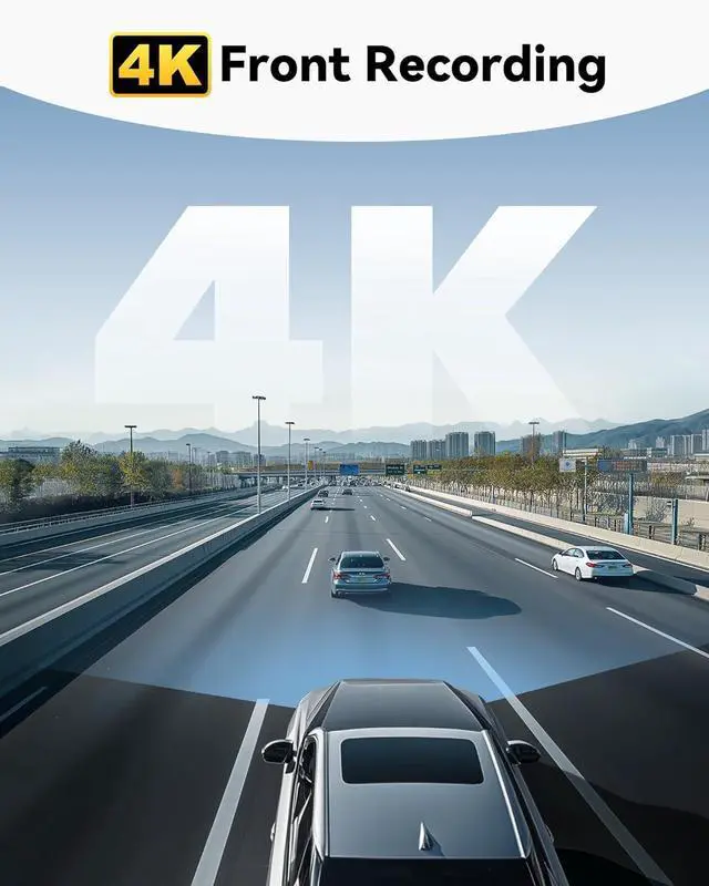 Alt view image 2 of 7 - REDTIGER 4K Dash Cam Front, ADAS, Built-in WiFi GPS, Mini Hidden Dash Camera for Cars with G Sensor, 24H Parking Monitor, Free 32GB Memory Card, APP Control, Loop Recording, Night Vision (F9 Lite)