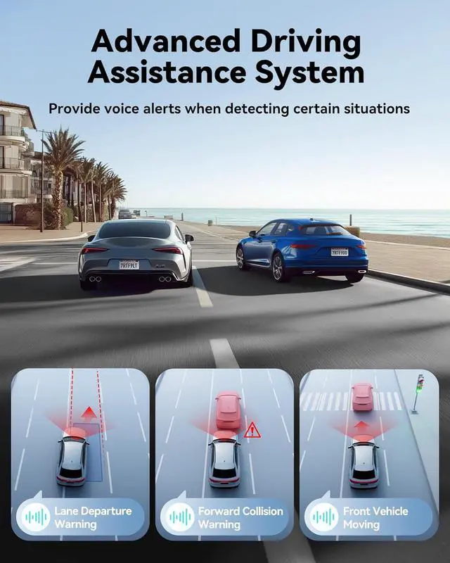 Alt view image 3 of 7 - REDTIGER 4K Dash Cam Front, ADAS, Built-in WiFi GPS, Mini Hidden Dash Camera for Cars with G Sensor, 24H Parking Monitor, Free 32GB Memory Card, APP Control, Loop Recording, Night Vision (F9 Lite)