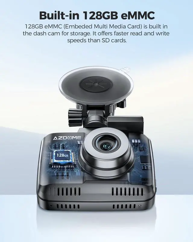 Alt view image 4 of 7 - AZDOME 4K HDR Dash Cam with No-Light Full-Color Night Vision, 128GB eMMC, ADAS, 4K+1080P Dashcam Front and Rear, 5GHz WiFi GPS 24H Parking Mode Car Camera, GS63Pro