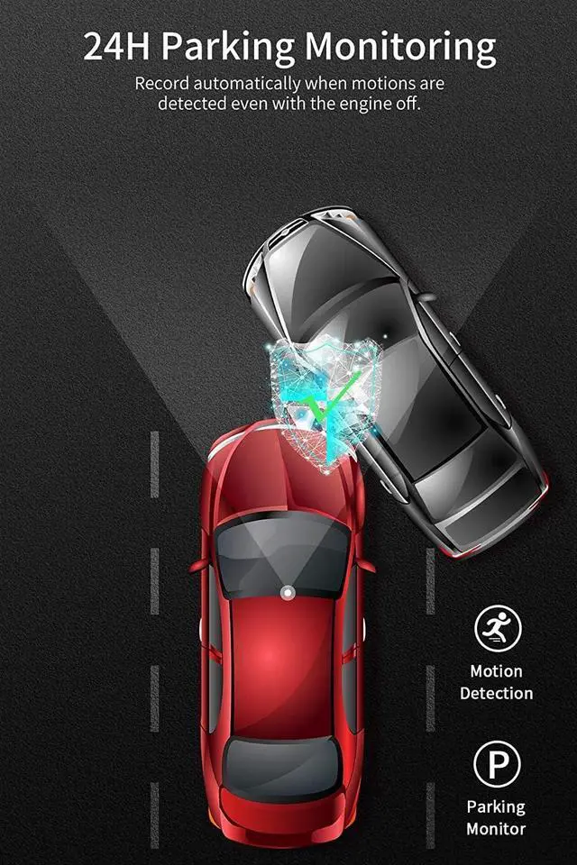 Alt view image 6 of 7 - Dash Cam Front and Rear with 64GB Card, Milerong 1080P FHD Dashcam Front and Rear Camera, 3" IPS Screen Dash Camera for Cars with Night Vision,G-Sensor,Loop Recording,Parking Monitor